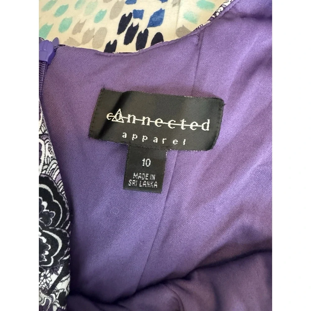 Connected Apparel y2k cocktail dress midi purple artsy floral abstract 10 - Picture 8 of 8